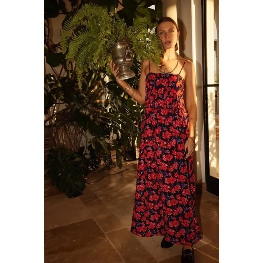 NWOT natalie martin GINA silk MAXI dress watercolor print small